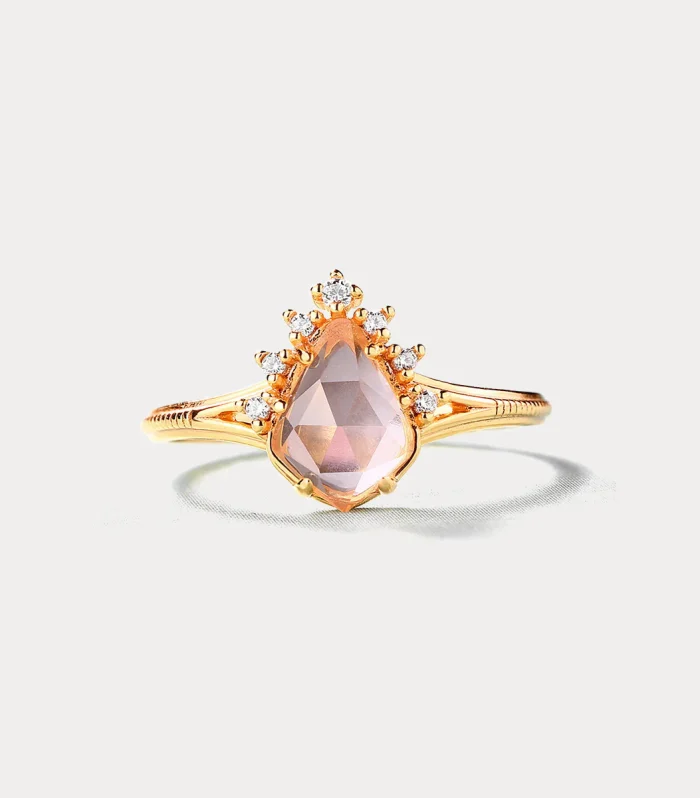 Elegant Rose Quartz Cluster Ring